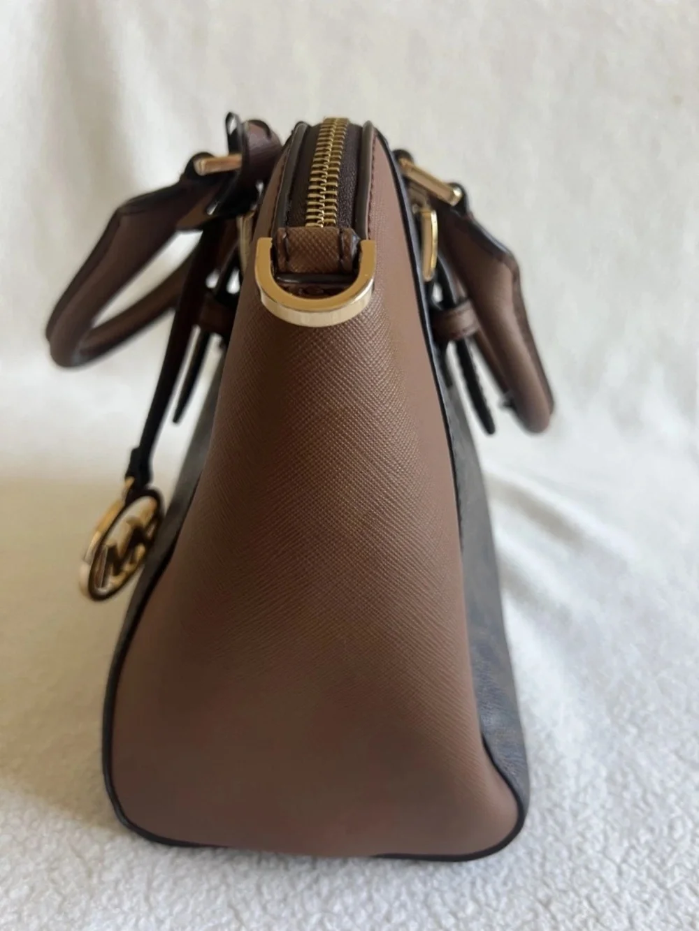 Michael Kors Ciara Brown Satchel monogram Signature Bag With Charm NO STRAP